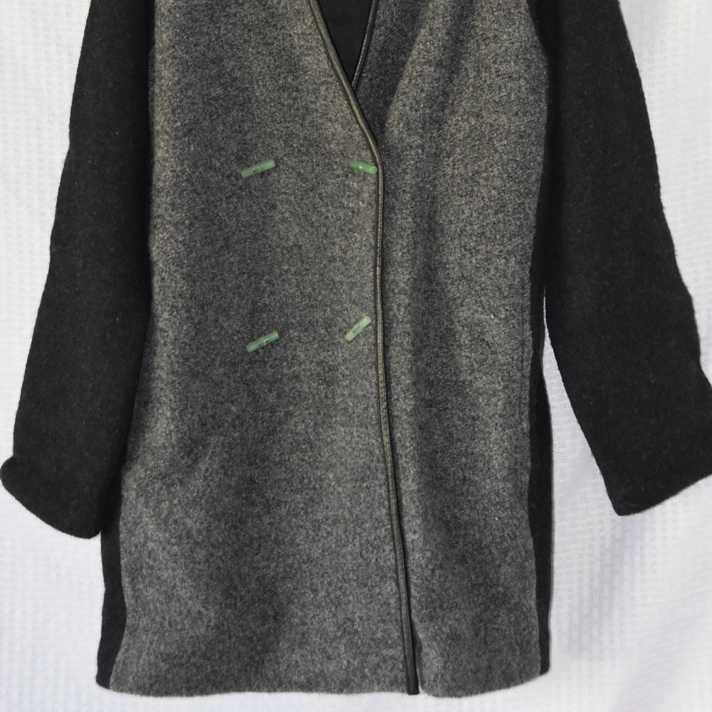 Shanghai Tang Wool Color Block Coat Jacket Bamboo… - image 2